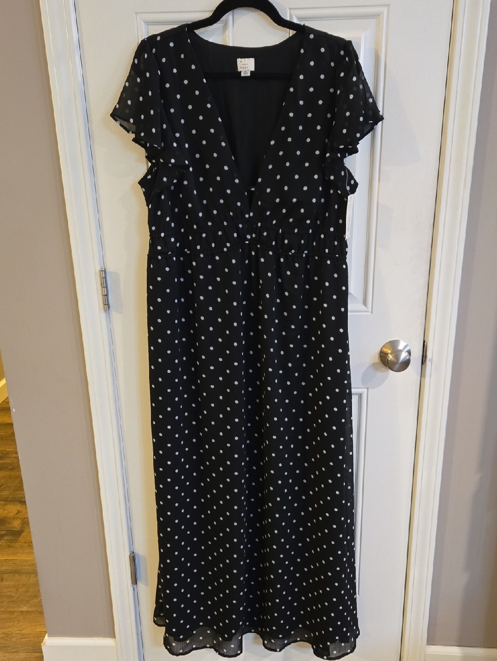a new day Black and White Polka Dot Maxi Dress
